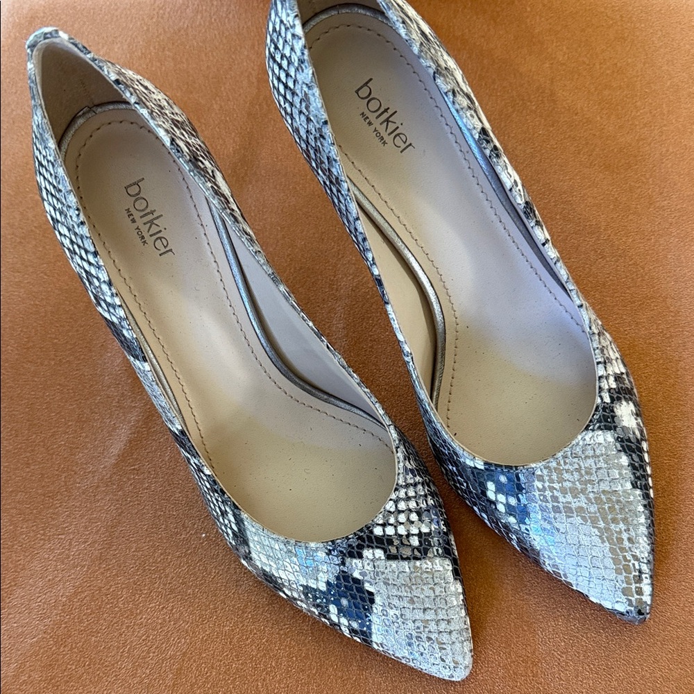 Botkier New York Snakeskin Heels - Black and White and Silver Sz. 7.5